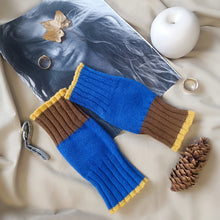 Load image into Gallery viewer, UN/PAIR Fingerless gloves Electric Blue Hazelnut Yellow
